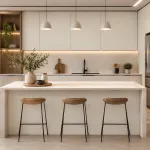 Ambiente decorado con melamina Primacor Candelaria acabado blanco hueso