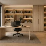 Ambiente decorado con melamina Primacor Rovere Arena acabado roble entablillado