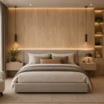 Ambiente decorado con melamina Primacor Rustic Sand acabado roble con marcas de sierra