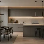 Ambiente decorado con melamina Primacor Sukta acabado gris grafito