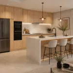 Ambiente decorado con melamina Primacor Taroa acabado roble americano
