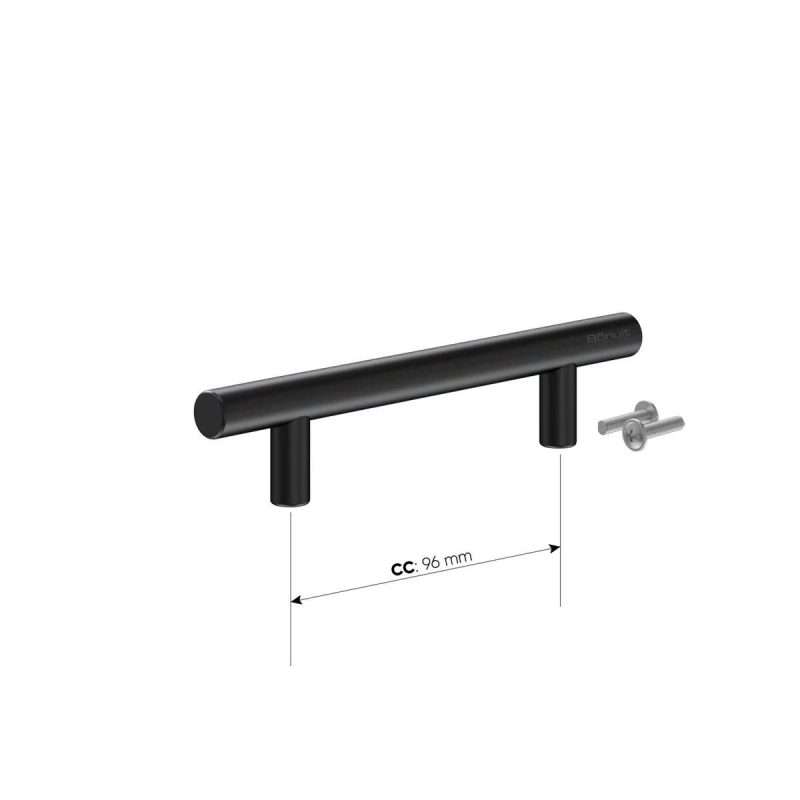 Manija acero/inox 022 cilíndrica hueca CC 96 mm negra